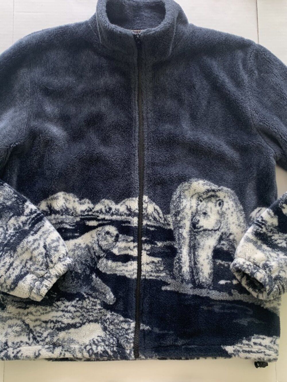 Glacier Gear Jacket Unisex Navy Bear Mountain Sherpa Fleece Coat Sz XL Retro Vtg